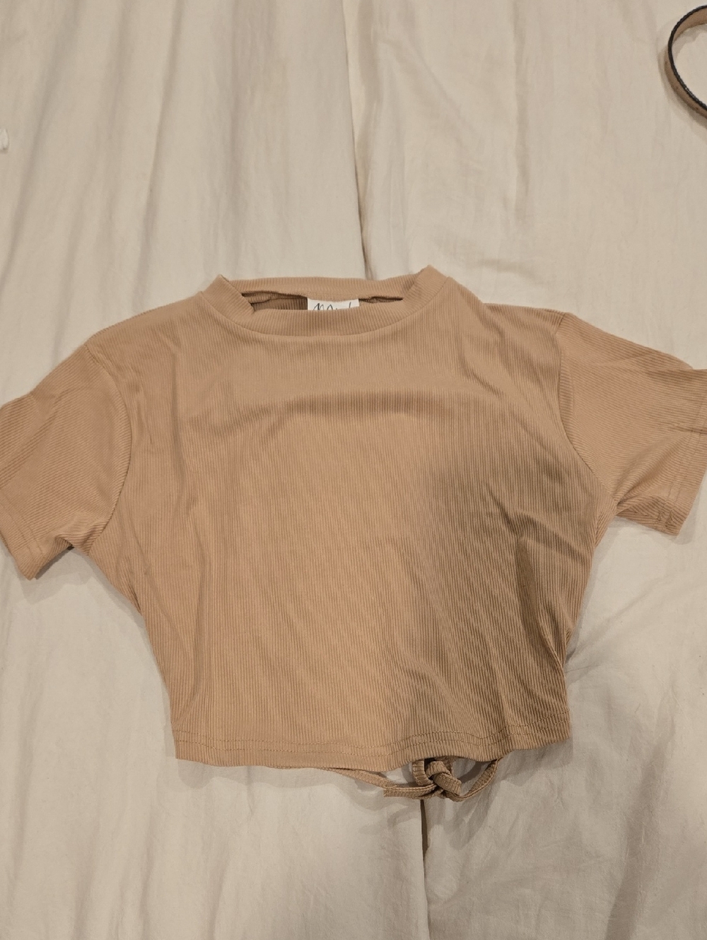 Neutral Beige Ribbed Crop Top - Women